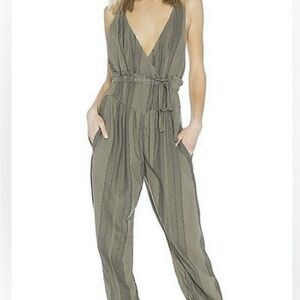 Free People olive green halter jumpsuit size small